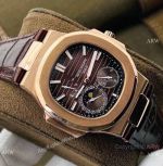 (PF Factory) Swiss Best Replica Patek Philippe Nautilus Moonphase Watch Chocolate Dial